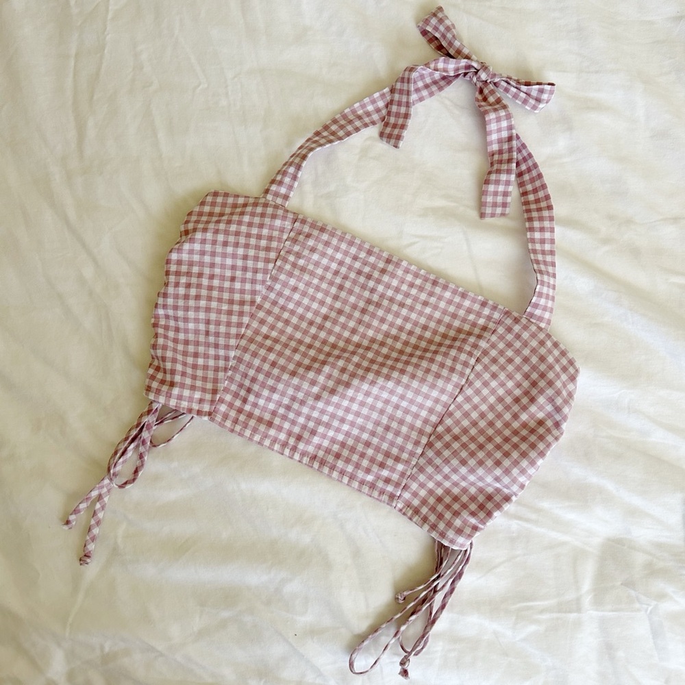 PacSun Pink Gingham Halter Top
